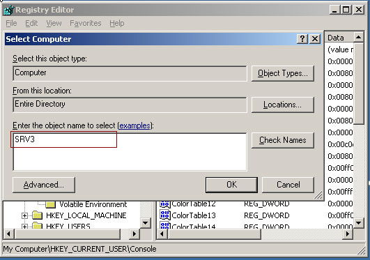 Step 4 to Deploy Registry Changes Remotely is to enter the name of the computer