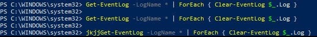 Crear Event Viewer Powershell Solution 2 to Clear Event Viewer to use Clear-EventLog command