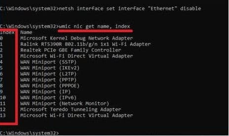 check adapter To Disable or Enable the Network Adapter is to Open Command line