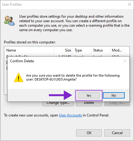 User Profiles - Confirm Delete