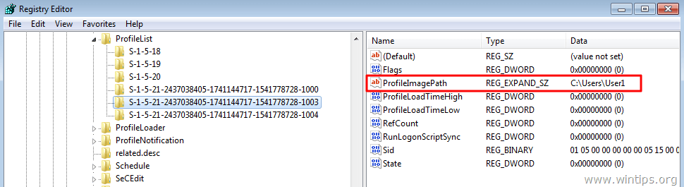 Registry Editor - Profile Edit