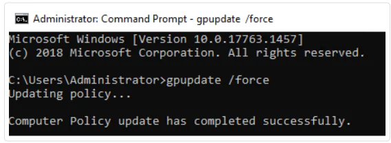 run gpupdate force Updating Group Policy