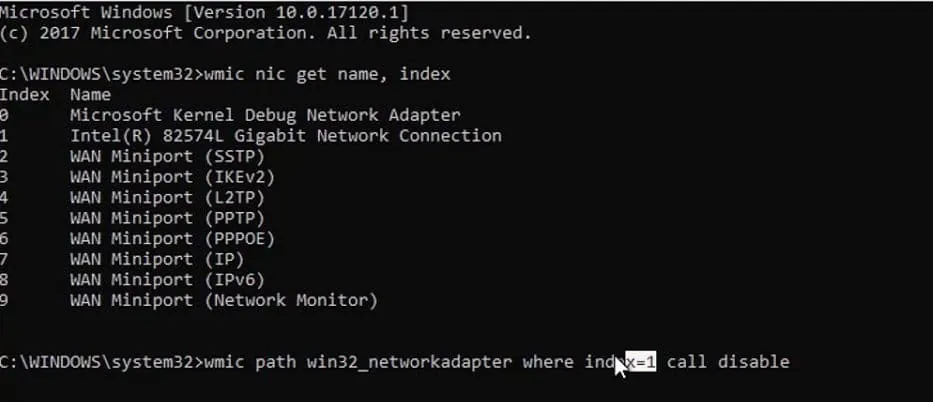 networkadapter disable networkadapter disable