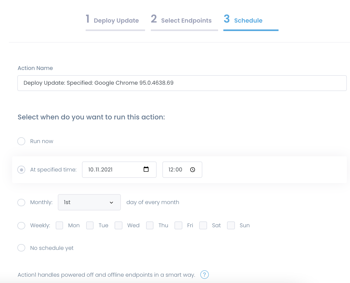deploy update schedule third party app manager