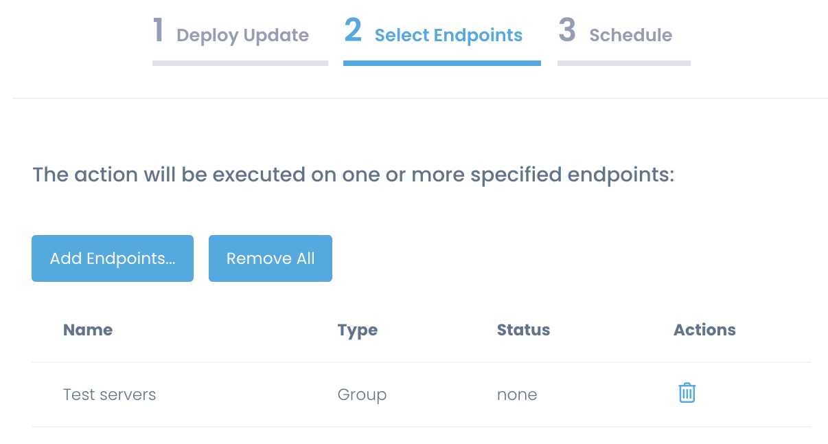 deploy update to test servers software patch testing process action1