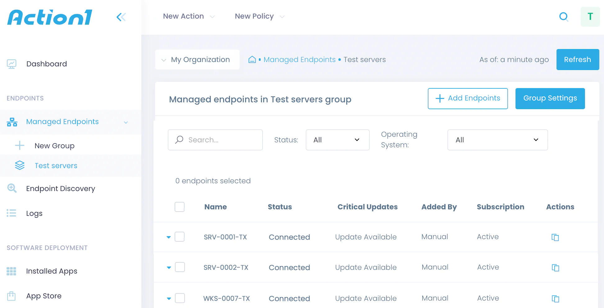 test update group patch testing before rollout action1