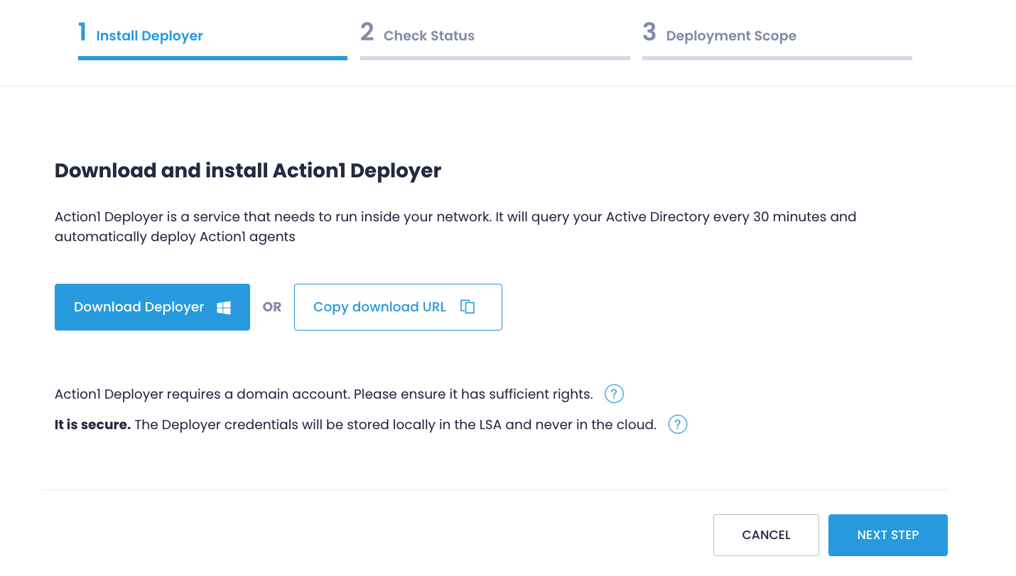 deployer-step1 Action1 Deployer - step 1