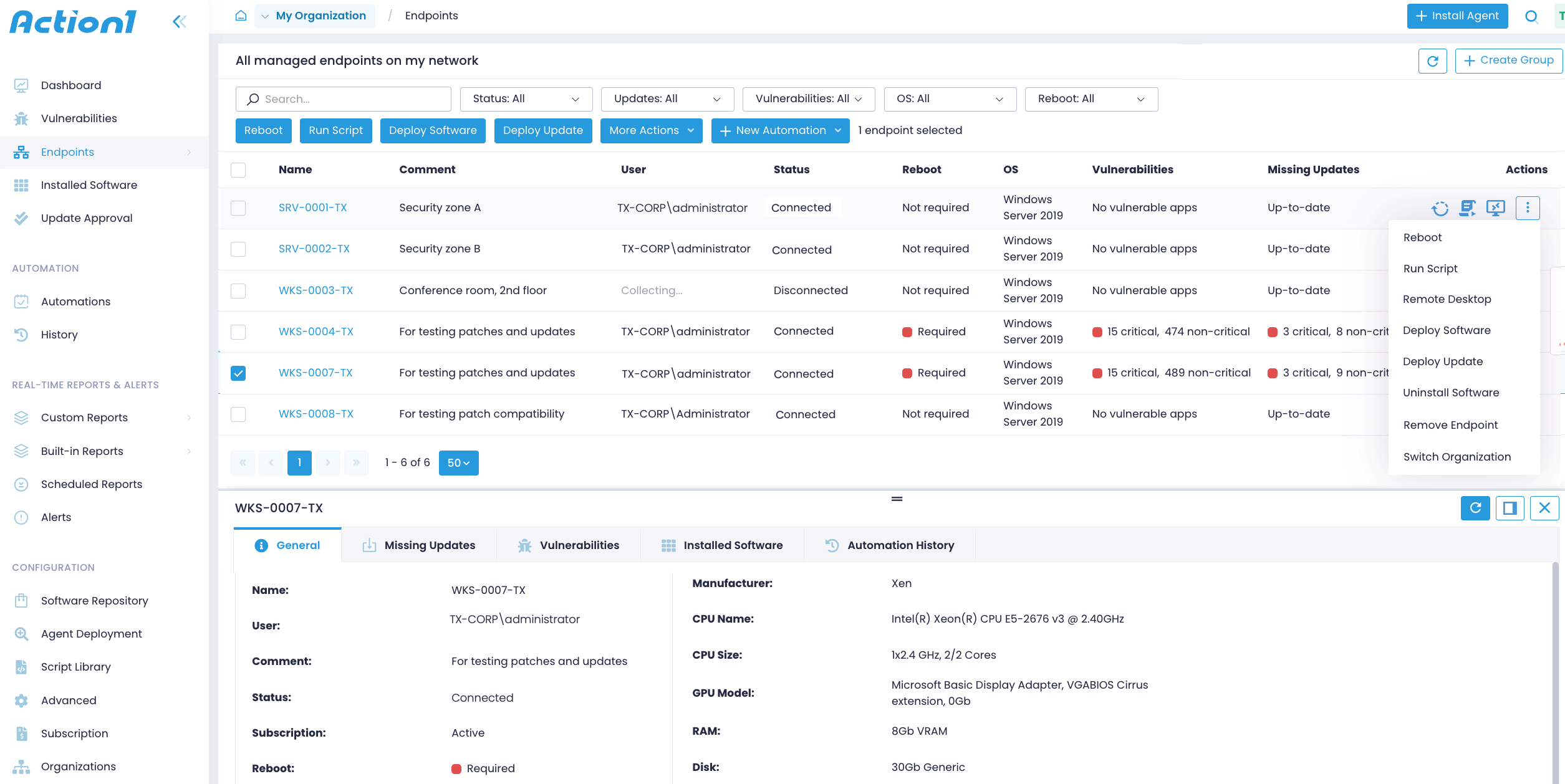 managed-endpoints-exp-general Endpoints view and General tab expanded