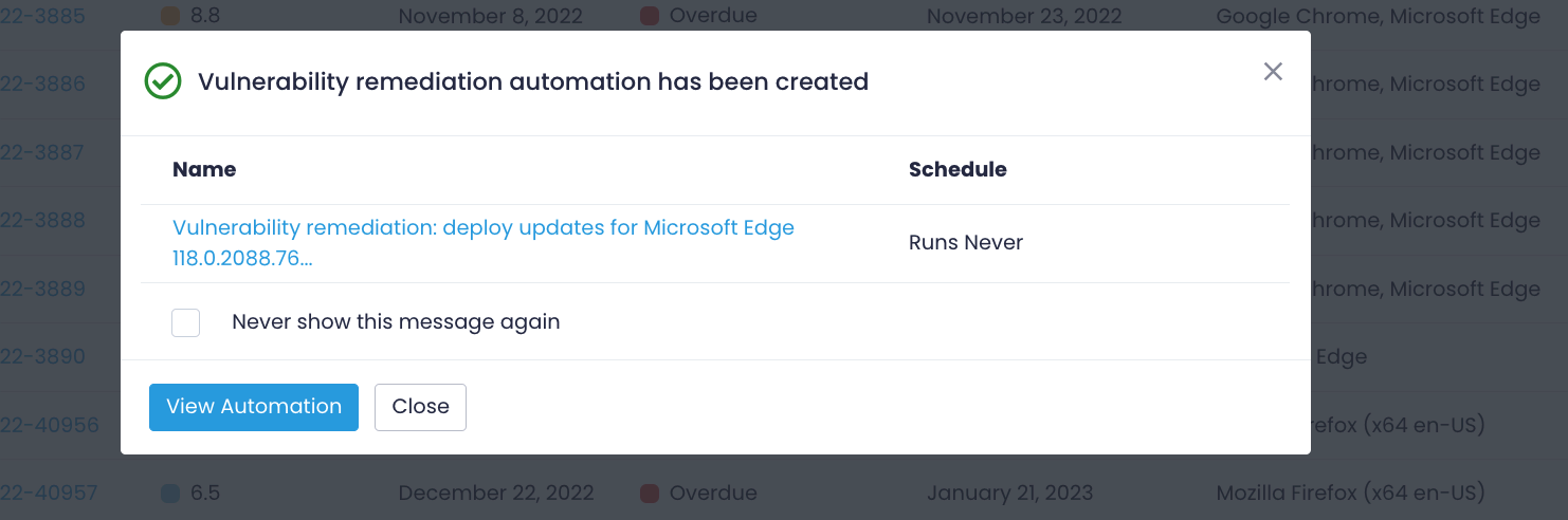 vulnerability-automation Automation - scheduled remediation