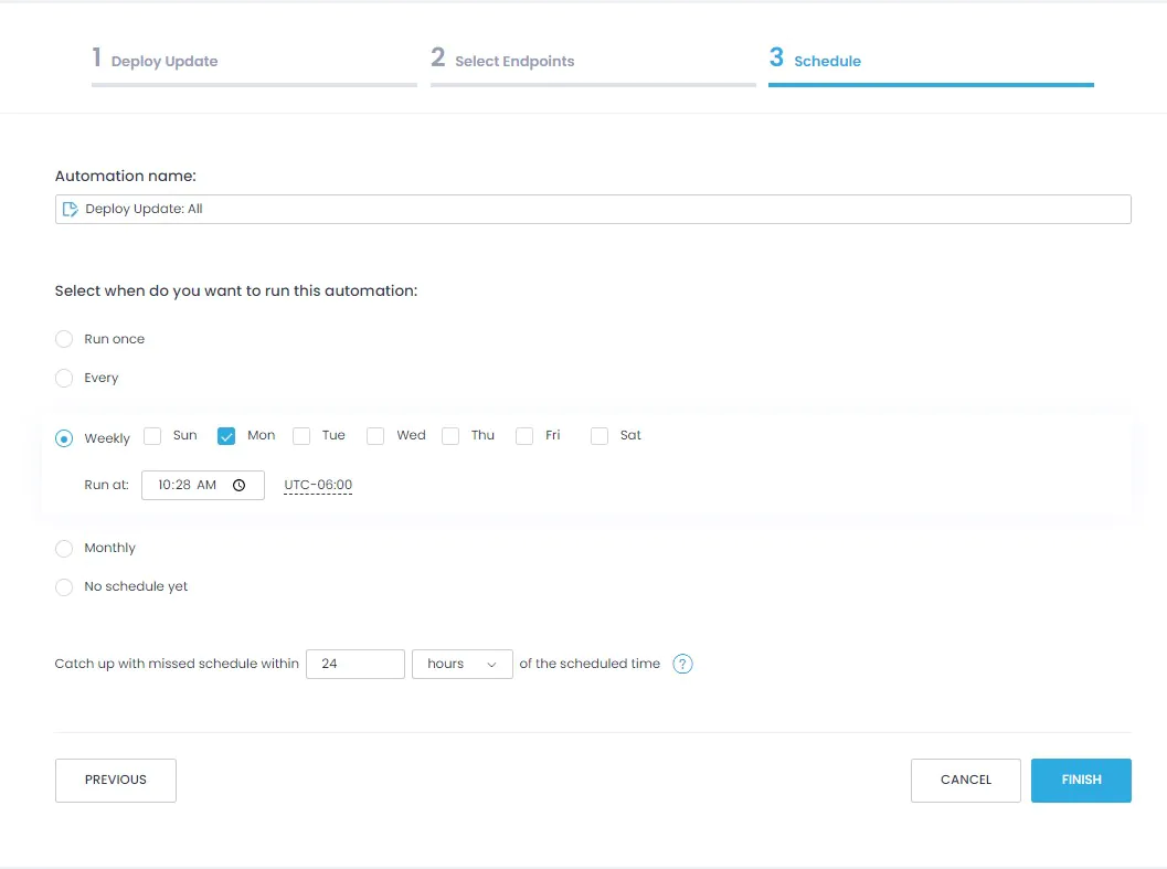 Deploy Update Step 3 - Schedule