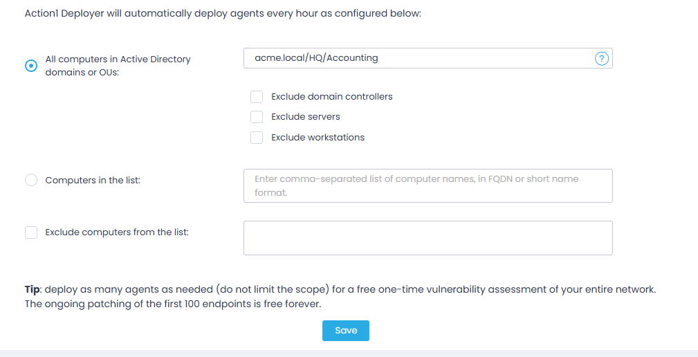 A1 Deployer Wizard - 3 Action1 Deployer - step 3
