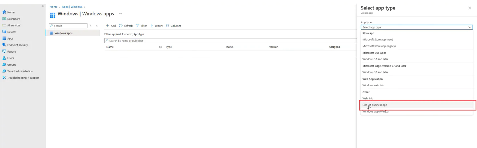 select_app_type Select Office apps.