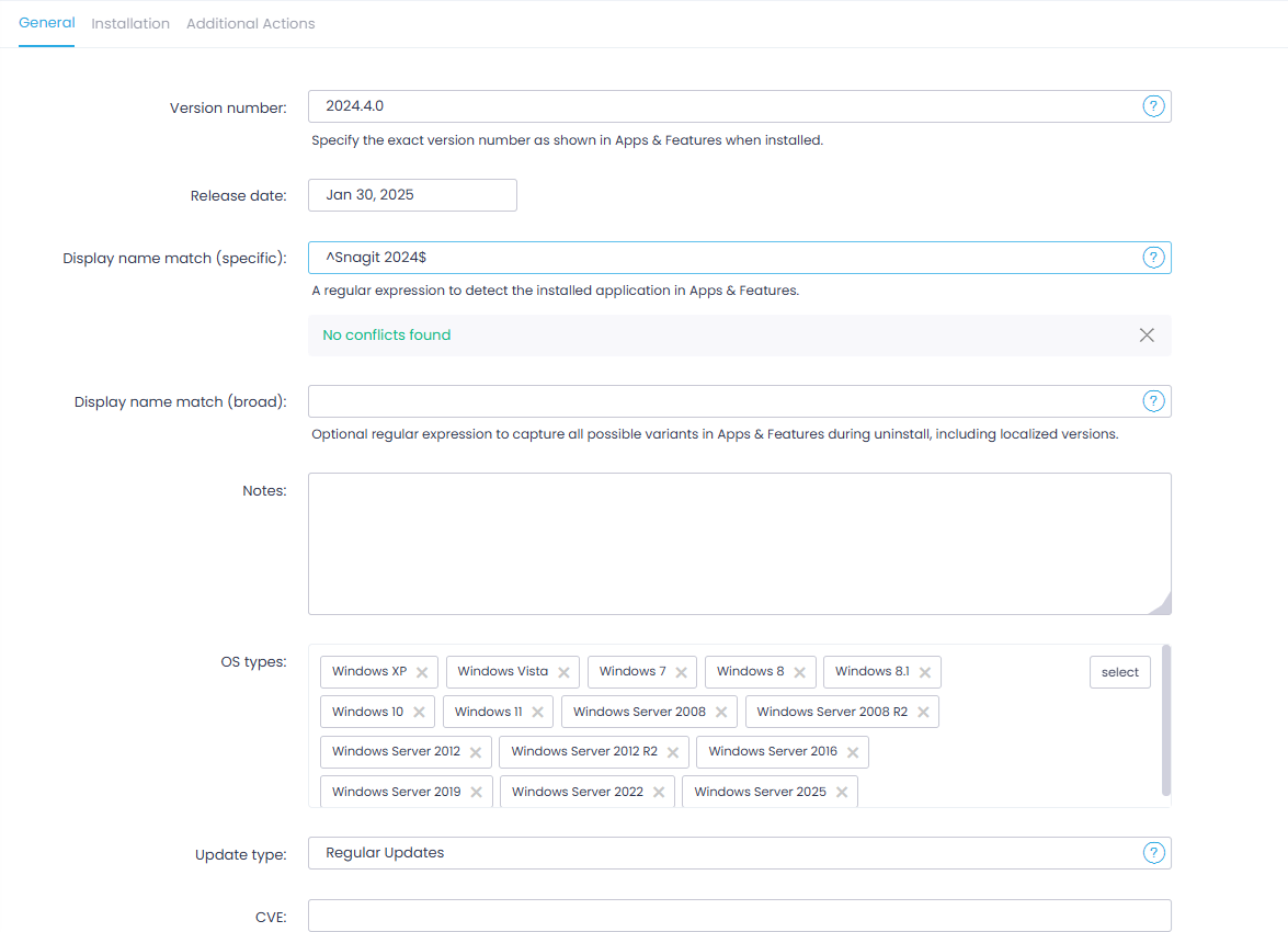 software_version_general Programs and Features
