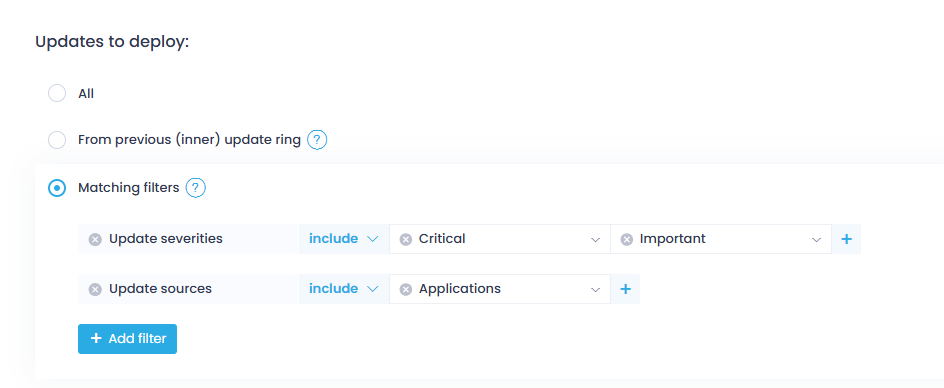 matching_filters Patch management - step 3