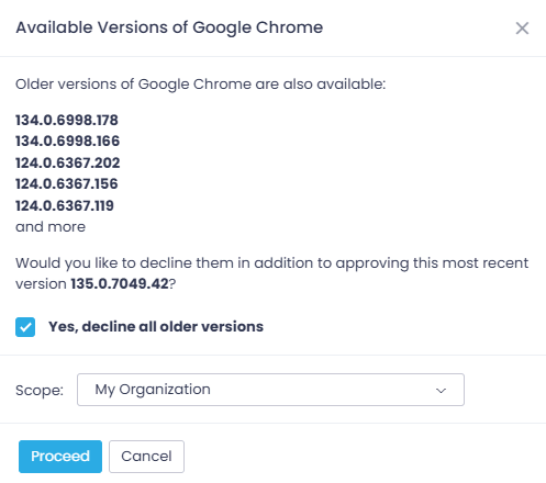 options update approval
