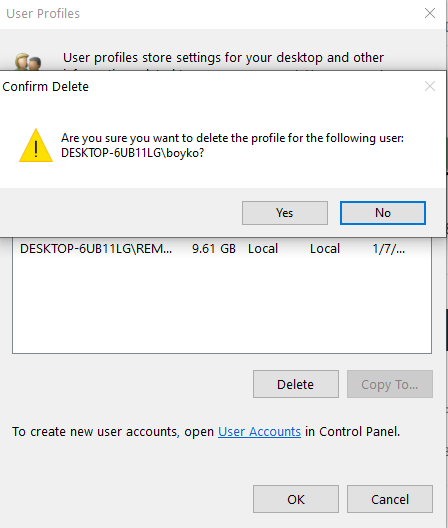 Confirm Delete dialog