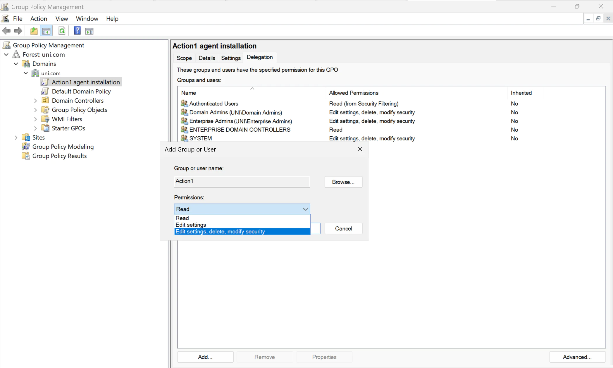gpo-group-permissions-1 New Group Policy - the Delegation tab