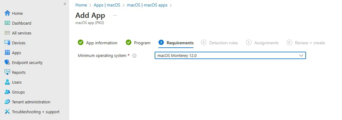 app_requirements Select Office apps.