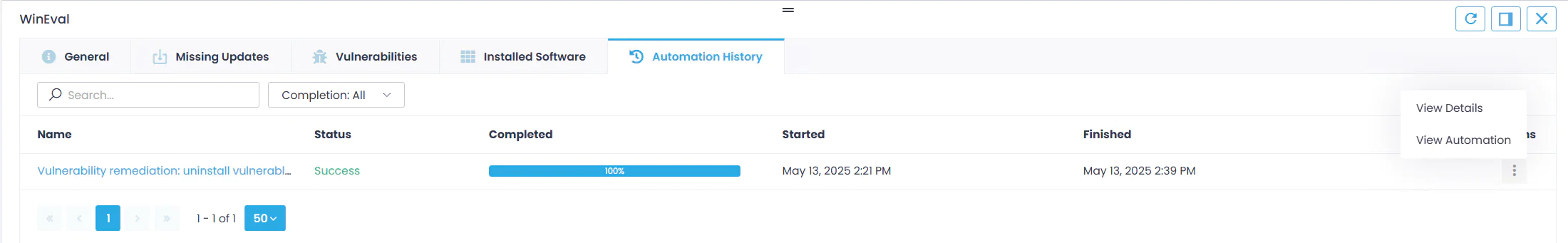 Endpoints view and General tab expanded