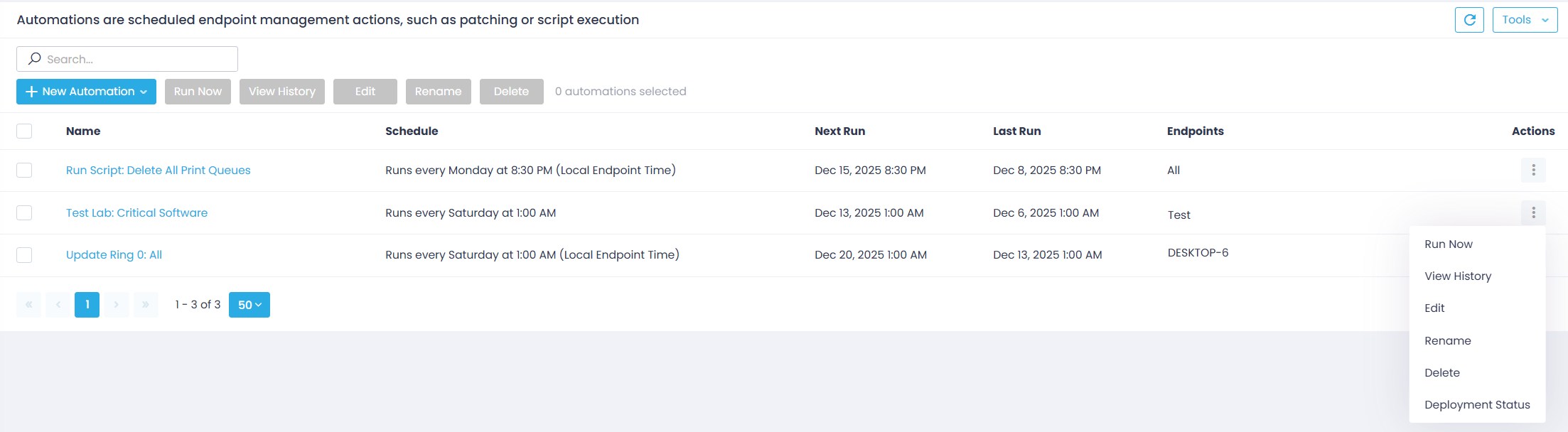 Endpoints view and General tab expanded