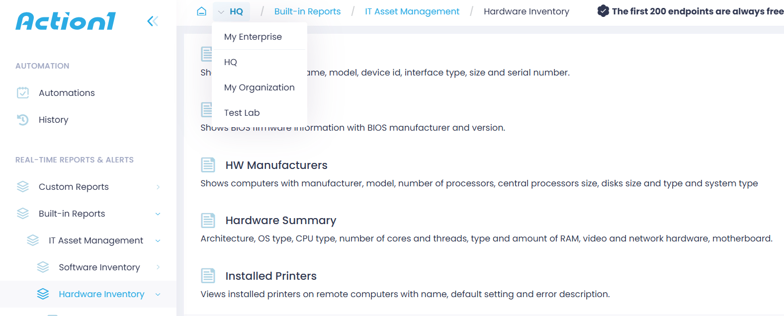 enterprise-scope Creating a software asset inventory